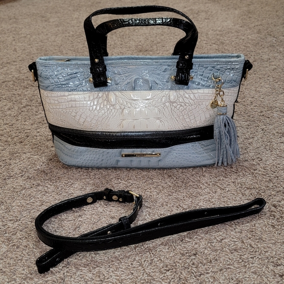 Brahmin Mini Asher Croc Embossed Leather Handbag Purse • Rare Color • Like New - Picture 1 of 16